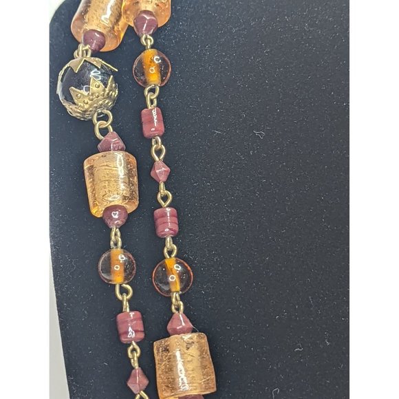 Fall colours glass bead necklace bohemian very long Chic - Picture 3 of 6